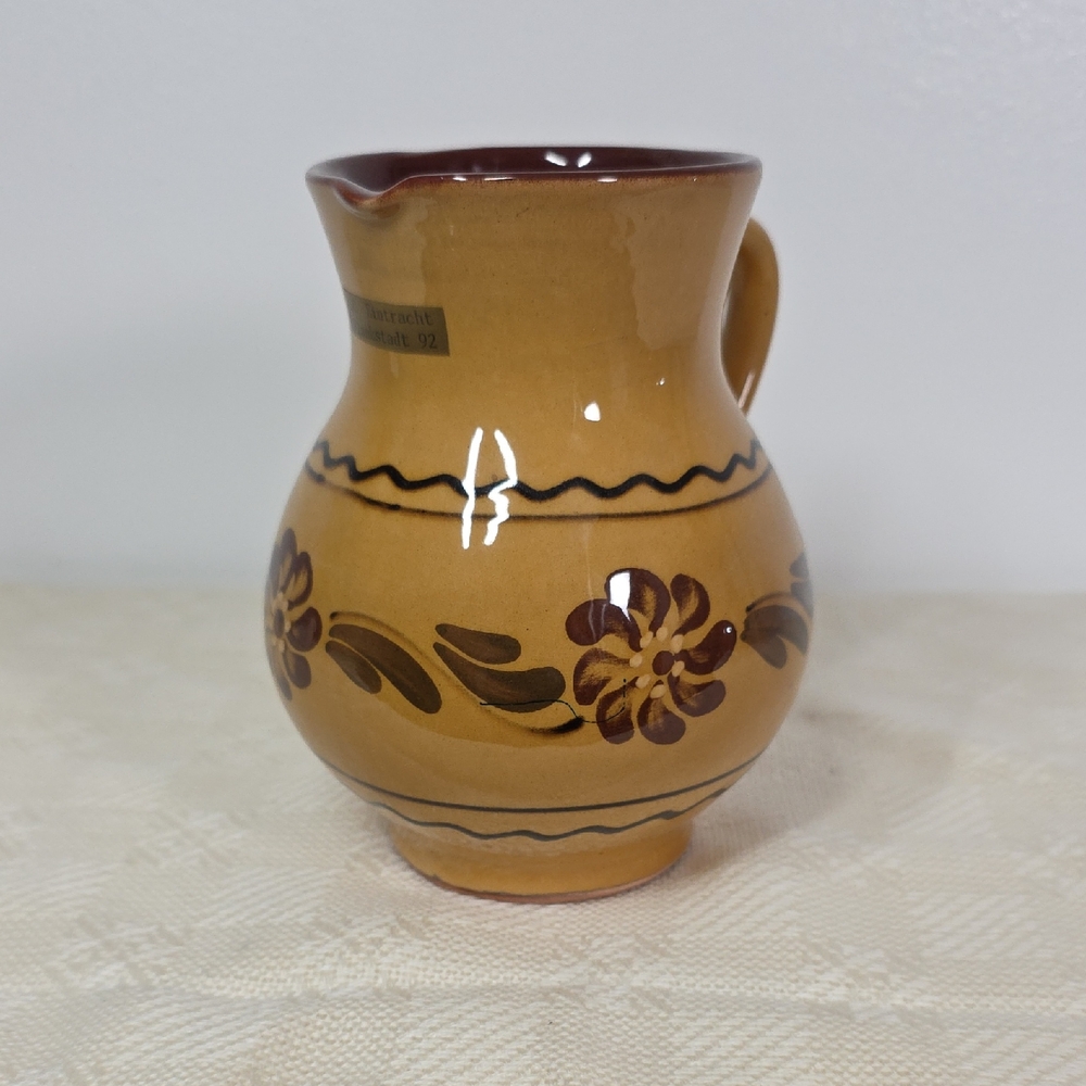 Eintracht Plankstadt SC Ceramic Pitcher w/Floral Design 1992 6"Tx5"Dx5.75"W NWOT